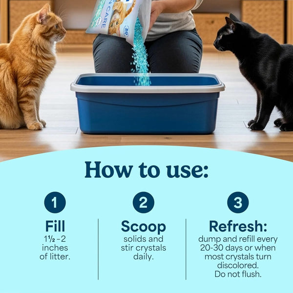 Fresh Step Clean Care Crystsal Cat Litter with Febreze Freshness, Ammonia Block Technology, Lightweight Fresh Step Crystals, Low Dust, 8 Lb. Bag, Pack of 24