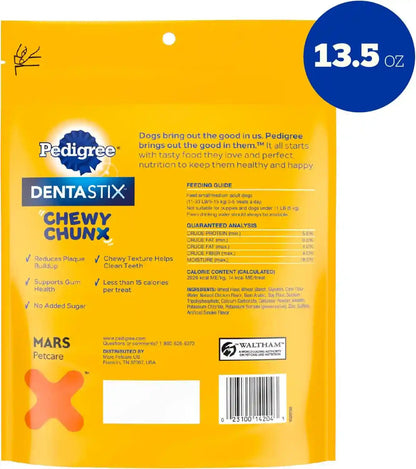 Pedigree Dentastix Chewy Chunx Small Dog Dental Treats, Chicken, 13.5 Oz | Chewy Texture Reduces Plaque, Cleans Teeth & Supports Gum Health, No Added Sugar, Low Fat under 25 Calories per Treat2