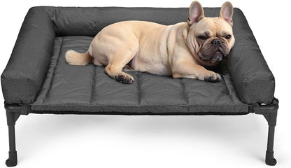 Veehoo Outdoor Elevated Dog Bed with Waterproof Bolster Cushion, Cooling | Raised Dog Bed with Removable & Washable Mat Topper, Breathable Mesh, Dog Couch Cot for Indoor Outdoor, 42", Large, Black8