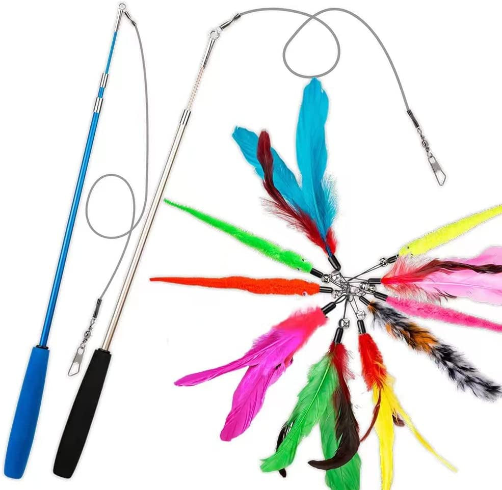 jiaron-cat-toys-interactive-feather-toy-2pcs-retractable-wand-and-10pcs-replacement-teaser-with-bell-refills-interactive-catcher-and-funny-exercise-for-kitten