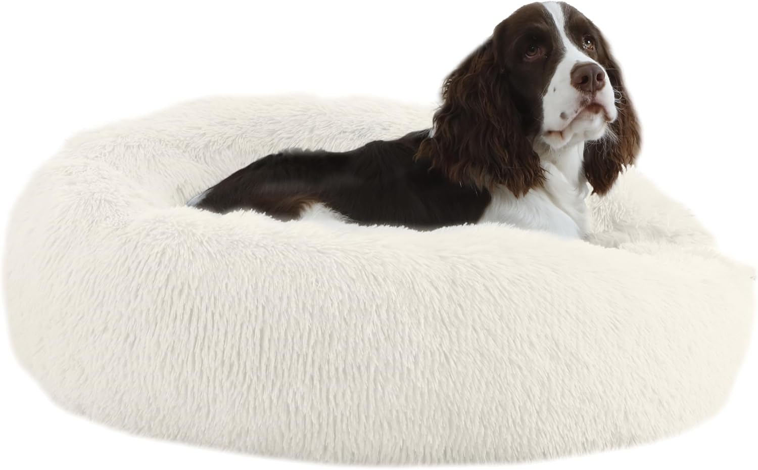 bunlitent-39-inch-calming-dog-bed-donut-dog-bed-for-large-sized-dog-grey-plush-anti-anxiety-donut-shape-warming-cozy-round-cuddler-nest-soft-cute-marshmallow-cuddler-nest-pet-bed