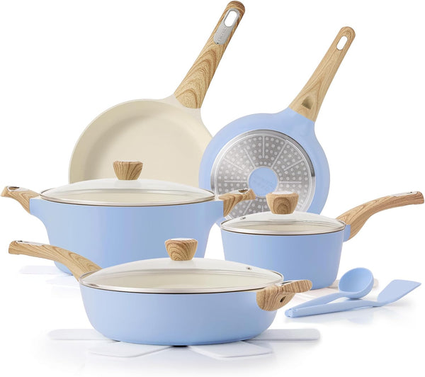 Ceramic Pots and Pans Set Nonstick, Kitchen Cookware Sets, 14-Piece Induction Cookware, Non-Toxic Healthy Non Stick Cooking Set, with Frying Pans Set, PFAS PTFE PFOA PFOS Free1