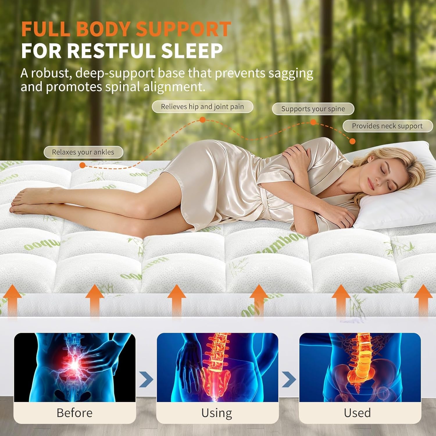 full-size-cooling-bamboo-mattress-topper-with-deep-pockets-soft-viscose-stretchable-pockets-cooling-pillow-top-relieves-back-pain-breathable-for-hot-sleepers