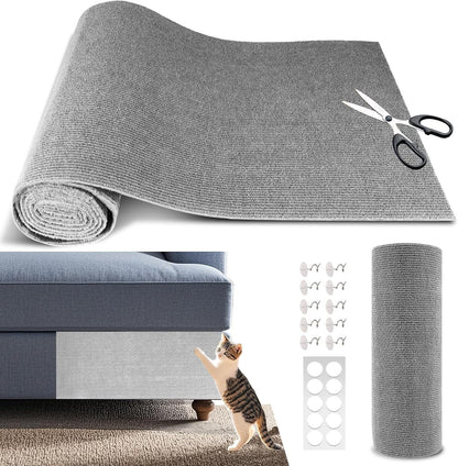 Cat Scratch Furniture Protector, 39.4"X15.8" Self Adhesive Cat Scratch Mat Pad,Cut to Fit DIY Replacement Carpet for Tree,Wall,Bed,Door, Couch Protector (Black)10