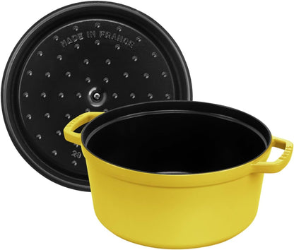 STAUB Enamelled Cast Iron Casserole Dish with Lid, Suitable for All Heat Sources Including Induction, 4 People, Round, 24 Cm, 3.70 L, 4.7 Kg, Lemon4