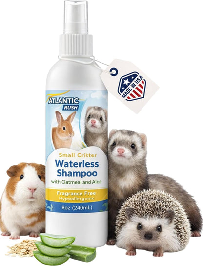 Waterless Shampoo for Small Critters - 8Oz Cruelty Free Dry Shampoo - No Rinse for Pet Ferrets, Guinea Pigs, Hedgehogs, Sugar Gliders, Rabbits & Hamsters (8 Oz, Fragrance Free)1
