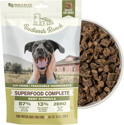 BADLANDS RANCH by Katherine Heigl – Superfood Complete Air-Dried Beef Dog Food – High Protein with Superfoods for Daily Wellness & Consistent Nutrition – 24 Oz1