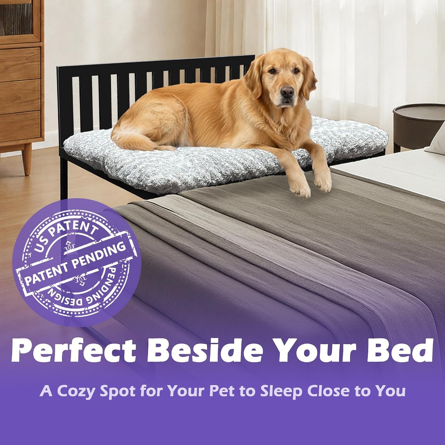 beside-dog-bed-adjustable-height-dog-bunk-beds-47x-31-metal-dogs-bed-frame-with-cushion-x-large
