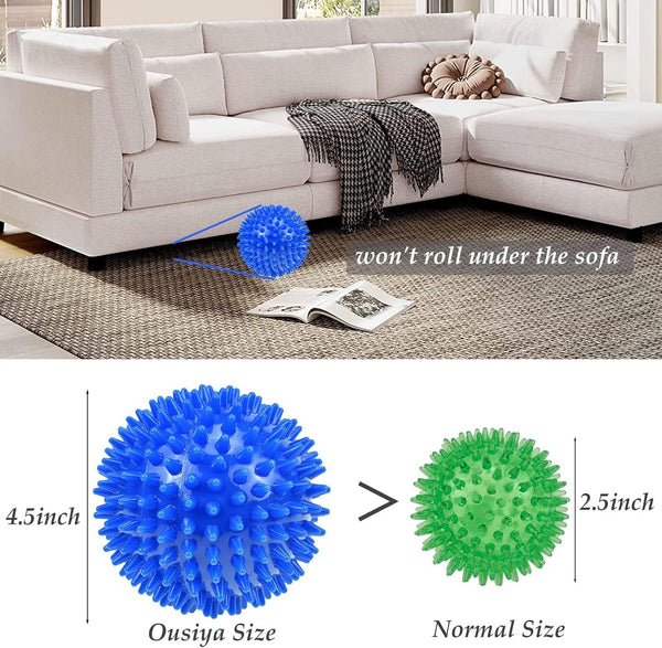 Dog Balls 4.5” Squeaky Dog Toys Spikey Ball for Aggressive Chewers Heavy Duty Teething Large Medium Durable Dogs Balls (4 Pack)3