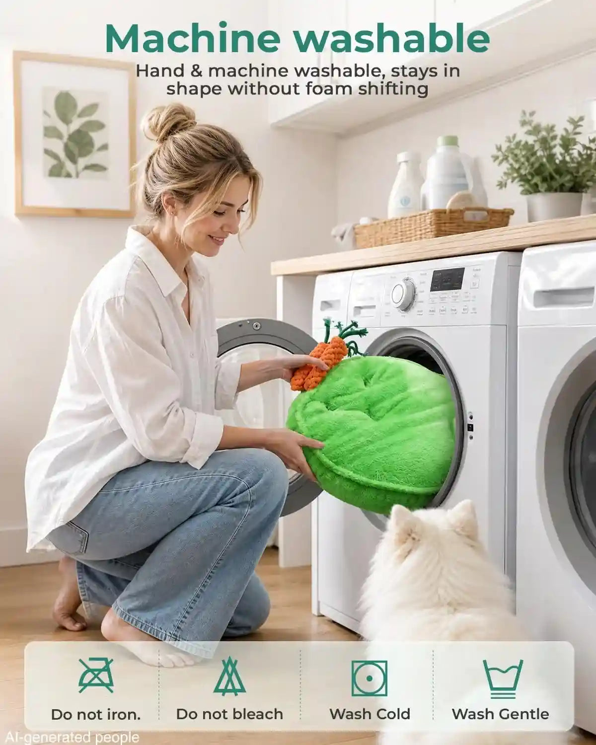 ksiia-puppy-bed-for-small-dogs-28-inch-washable-calming-plush-round-dog-bed-with-carrot-chew-toy-orthopedic-support-anti-anxiety-non-slip-base-for-puppies-cats-green