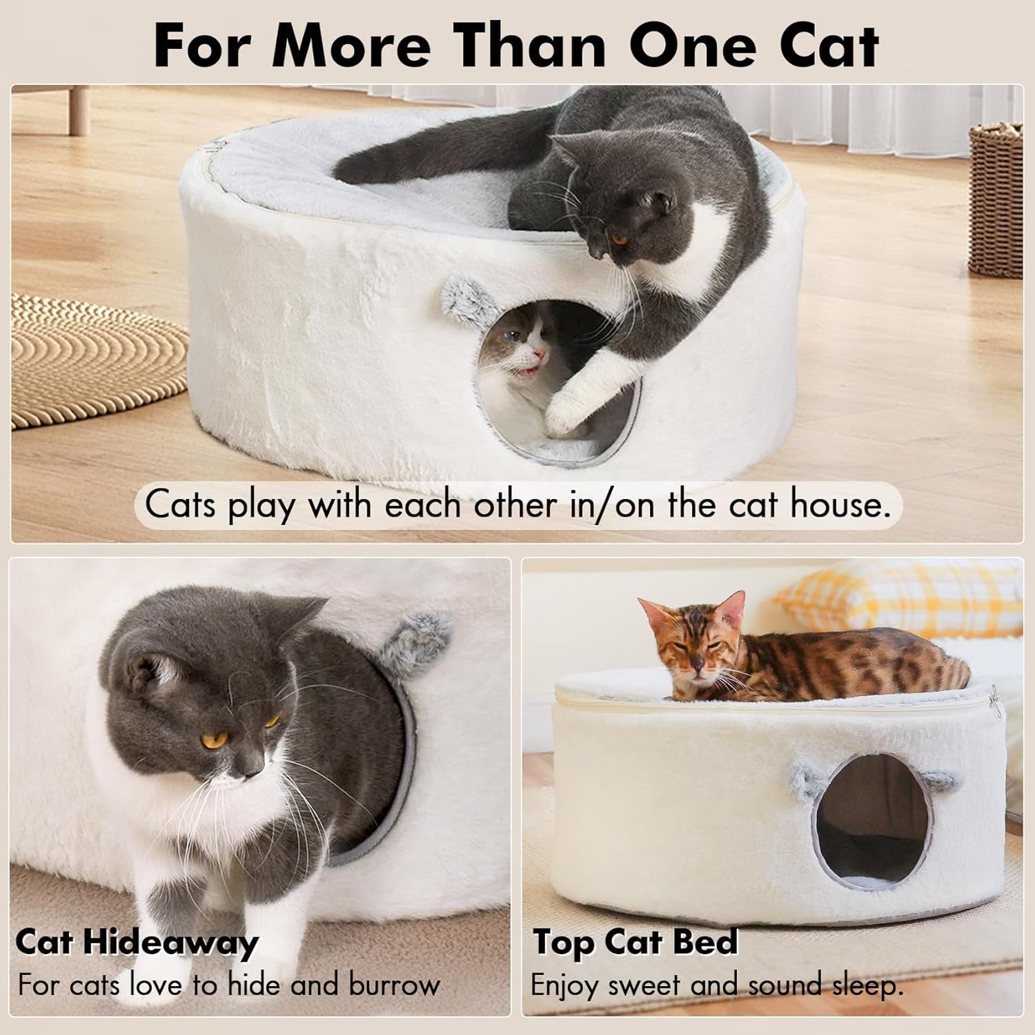 zoratoo-enclosed-cat-house-for-indoor-cats-pet-cave-with-washable-cover-portable-raised-pet-bed-sturdy-metal-frame-detachable-washable-cover-oval-shape-cuddle-bed-for-sleeping-kittens