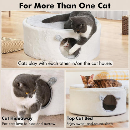 Zoratoo Enclosed Cat House for Indoor Cats, Pet Cave with Washable Cover | Portable Raised Pet Bed, Sturdy Metal Frame, Detachable Washable Cover, Oval Shape Cuddle Bed for Sleeping Kittens2