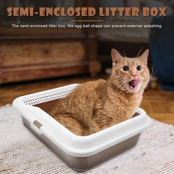 Milisten Cat Litter Box with Scoop Splash-Proof Kitten Litter Pan Medium Square Plastic Cat Toilet and Pet Housebreaking5