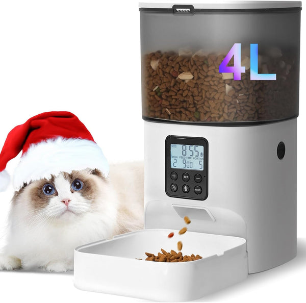 Automatic Cat Feeder, 4L Cat Food Dispenser with 10S Voice Recorder, Pet Feeder up to 8 Meals per Day, Timed Dog Feeder with Dry Food Sealed Ring1