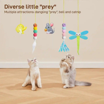 Potaroma Interactive Cat Feather Toys 5 Pcs, Cat Teaser Retractable Hanging Indoor Kitten Play Chase Exercise, Mental Physical Stimulation for All Breeds and Species | Retractable Hanging Cat Toys, Indoor Kitten Play Chase Exercise, Mental Physical Stimulation for All Breeds3