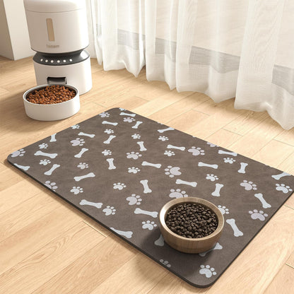 Montvoo-Absorbent Pet Feeding Mat-No Stains Pet Mat for Food and Water Bowl-Quick Dry Cat & Dog Food Mat Water Dispenser Mat-Pet Supplies Mat-Dog Water Bowl Mat for Messy Drinker,（Darkgrey,12"X19"）14