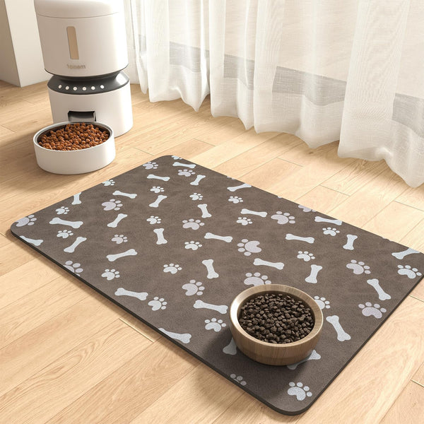 Montvoo-Absorbent Pet Feeding Mat-No Stains Pet Mat for Food and Water Bowl-Quick Dry Cat & Dog Food Mat Water Dispenser Mat-Pet Supplies Mat-Dog Water Bowl Mat for Messy Drinker,（Brown,16"X24"）14