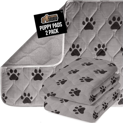 GORILLA GRIP Washable Puppy Pads, 46X28, Slip Resistant Dog Crate Mat, Waterproof Cloth Pee Pad for Training Puppies in Playpen, Reusable Pet Incontinence Blanket, Protects Sofa, Furniture, Floors10