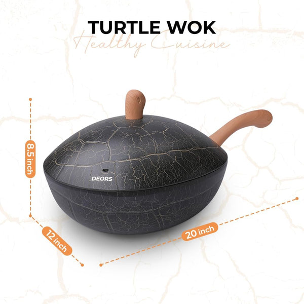 Bionic Turtle 12 Inch Nonstick Wok with Lid, Non Toxic, PFAS & PFOA Free, Dishwasher Safe, Compatible with All Stovetops, Durable Stir Fry Pan for Home Cooking7