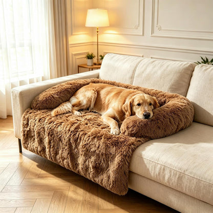 Calming Dog Bed for Couch, Thickened Plush Dog Mat with Raised Bolster, Washable Pet Sofa Bed & Furniture Protector, Non-Slip Dog Couch Cover for Small Medium Large Dogs & Cats (Dark Gray, X-Small)9