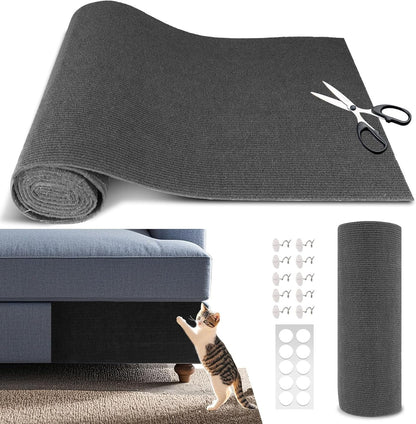 Cat Scratch Furniture Protector, 39.4"X15.8" Self Adhesive Cat Scratch Mat Pad,Cut to Fit DIY Replacement Carpet for Tree,Wall,Bed,Door, Couch Protector (Black)8