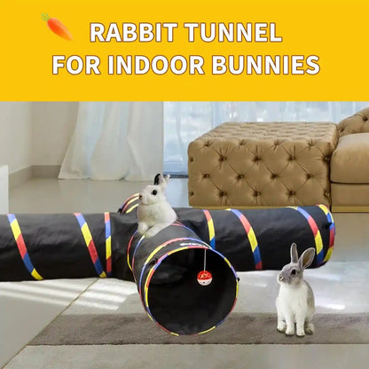 4 Way Large Cat Tunnels for Indoor Cats - 10" Diameter & 47" Long Play Tunnel Toy - Cat Tube with Play Ball & Mouse Toy - Interactive Peephole (Black)7