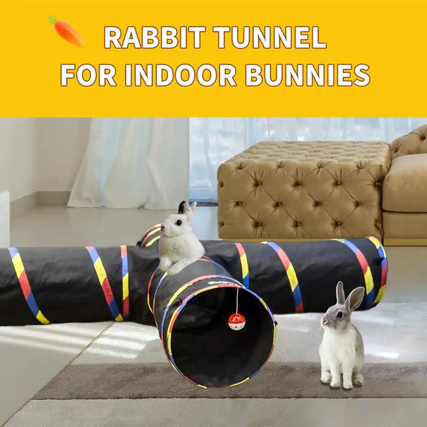 4 Way Large Cat Tunnels for Indoor Cats - 10" Diameter & 47" Long Play Tunnel Toy - Cat Tube with Play Ball & Mouse Toy - Interactive Peephole (Black)7