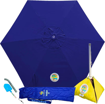 ALL-IN-ONE BEACH UMBRELLA SYSTEM. Includes ULTRA Base (Compliant with the ASTM F3681-24 Beach Umbrella Safety Standard). (Deep Ocean Blue)1