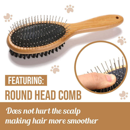 Kylepet Dog Brush, Double Sided Pet Slicker Brush with Bamboo Handle for Dogs and Cats Long Hair Pets Grooming Comb for Removing Shedding, Tangles and Dead Undercoat3