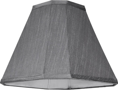 Bell Lamp Shade Set of 2,6.5" X 13" X 10.5",Grey Fabric Lampshade | Retro Scalloped Lamp Shade for Table Lamps,Floor Lamps Replacement,Spider Fitter,Easy Assembly8