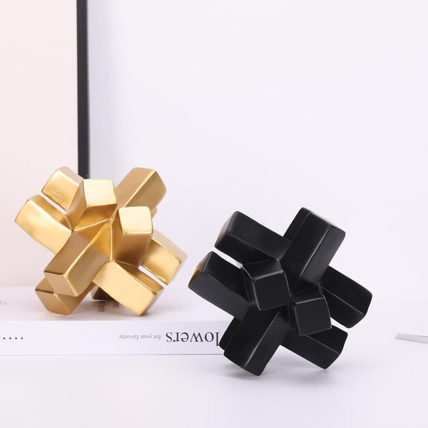 Black Knot Decor Knick Knacks for Shelves, Black Geometric Sculpture Statue Modern Decorative Objects Shelf, Black Home Décor Accents, Minimalist Bookcase Tv Stand Coffee Table Entrance Decor Objects7