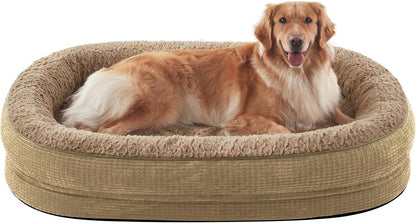 JOEJOY Orthopedic Dog Beds Large Sized Dog, XL Egg-Crate Memory Foam Pet Couch Bed with Bolster Sides, Waterproof Lining, Removable Washable Cover & Non-Slip Bottom, Grey13