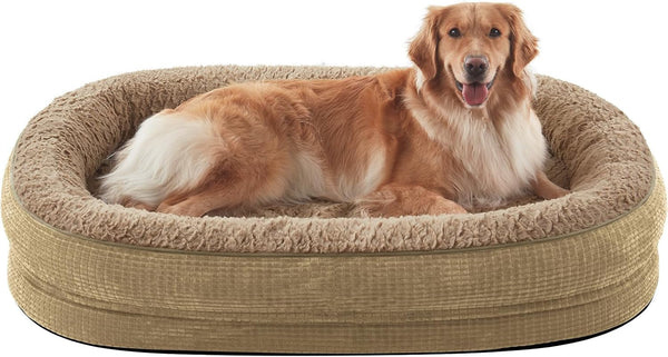 JOEJOY Orthopedic Dog Beds Large Sized Dog, XL Egg-Crate Memory Foam Pet Couch Bed with Bolster Sides, Waterproof Lining, Removable Washable Cover & Non-Slip Bottom, Grey13