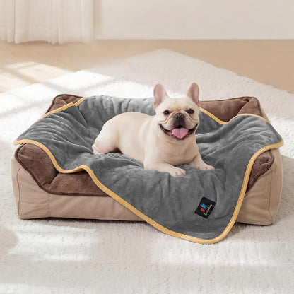 Luciphia Waterproof Pet Blanket, Washable Reversible Sherpa Fleece Throw | Liquid-Proof Furniture Protector for Bed and Couch, Soft Reversible Sherpa Fleece for Dogs, Cats Grey, XS1