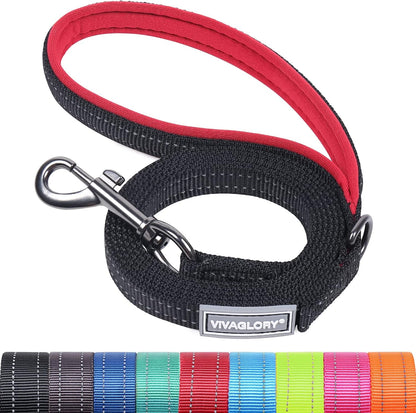 VIVAGLORY Dog Leash Puppy Leash for Collar, 3Ft X 1In, Black | with Soft Padded Handle for Training & Walking, Heavy Duty & Double Layer Nylon Pet Puppy18