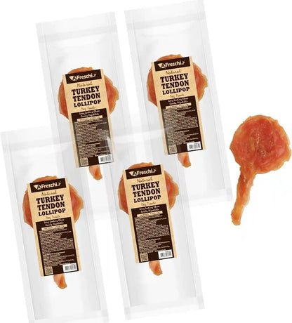 A Freschi Srl Turkey Tendons for Dogs, Usa-Sourced Human Grade, Rawhide-Free Long-Lasting Puppy Chews, All Natural Hypoallergenic Dog Treats for Small Breeds, Strips, 3Oz Pack12