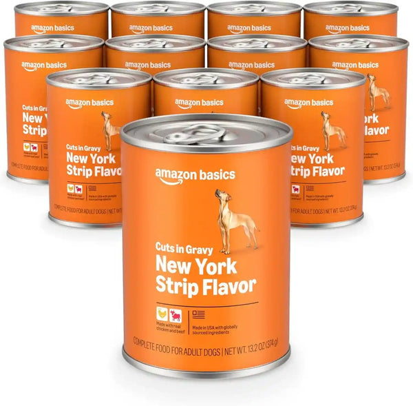 Amazon Basics Wet Dog Food Meaty Loaf Variety Pack, Filet Mignon Flavor and Chicken & Rice Dinner, Made with Real Chicken and Beef, 13.2 Oz Can, (6 Cans of Each Flavor, 12 Cans in Total)15