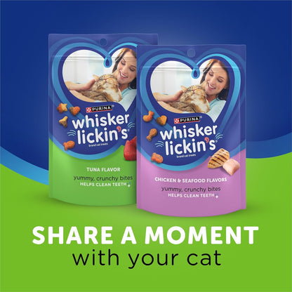 Purina Whisker Lickin'S Cat Treats, Crunchy and Yummy Tuna Flavor - (Pack of 4) 10 Oz. Pouches10