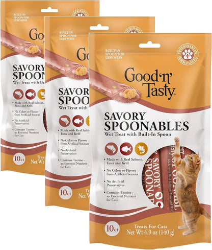 Good ‘N’ Tasty Savory Spoonables with Real Duck, Beef & Rabbit, 6 Count Tube, Triple Flavor Squeezable Lickable Wet Treats for Cats with Built-In Spoon for Less Mess21