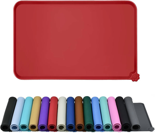 Reopet Silicone Pet Feeding Mat - Waterproof & Non-Slip Dog Cat Placemat | High Raised Edges Prevent Food & Water Spills to Protect Floors, Easy to Clean, Fit for Dog Cat Bowls18