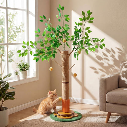 Nuanchu 41 Inch Tall Cat Scratching Post Tree for Indoor Cats Adults, Scratcher Tree Tower with Sisal Rope, Large Cats Scratching Posts with Hanging Ball for Kittens and Medium Large Pet1