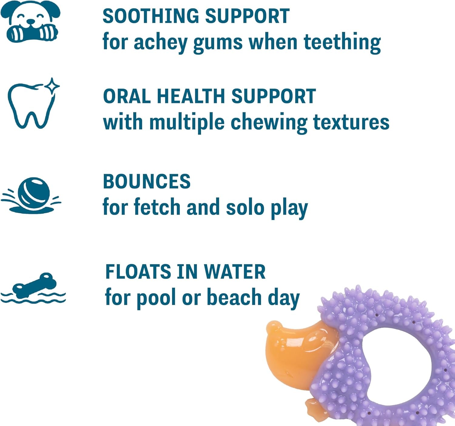 cutie-chewies-hedgehog-dental-dog-chew-toy-multi-textured-massages-gums-floats-bounces-for-teething-puppies-small-dogs-5-x-3-5-x-1