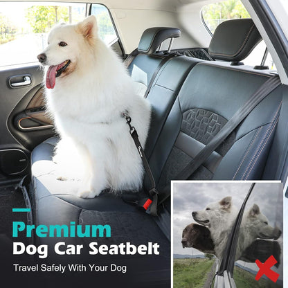 Pawaboo Dog Seat Belt for Car, with 360° Hook，20 In, Chew-Proof, Black | Adjustable Nylon & PVC Dog Car Safety Restraint, Dog Seat Belt Leashes for Cars, Universal Pet Safety Belts2