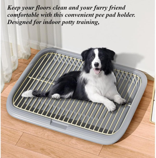 Dog Potty Tray Indoor Pet Pee Pad Holder for Small & Medium Dogs, Puppy Training Pad Holder, Pet Toilet Litter Box, Dog Bathroom Tray, Housebreaking Potty Supplies 17.72''Lx12.99''Wx1.97''H(Green)3