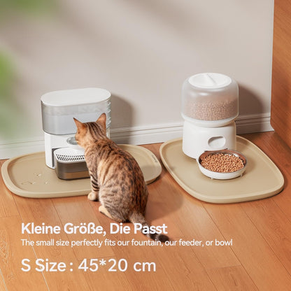 FEELNEEDY Silicone Cat & Dog Food Mat Waterproof, High Raised Edges for Leakage Protection, Dog Mat for Food and Water, Non-Slip Drip Tray, Easy Clean 18 * 12 * 0.5 Inches Feeding Pad (Small, Beige)7