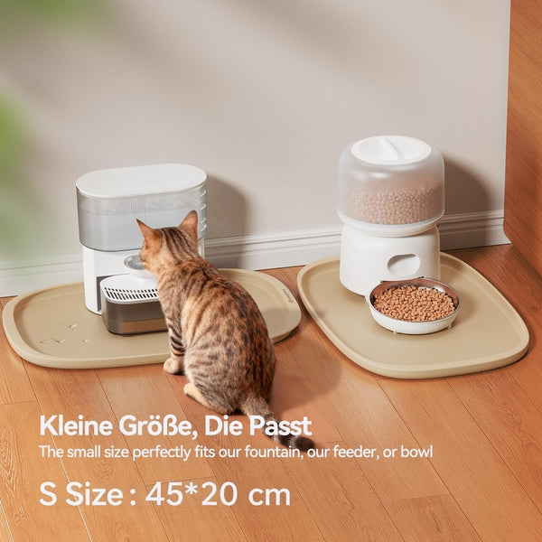 FEELNEEDY Silicone Cat & Dog Food Mat Waterproof, High Raised Edges for Leakage Protection, Dog Mat for Food and Water, Non-Slip Drip Tray, Easy Clean 18 * 12 * 0.5 Inches Feeding Pad (Small, Beige)7