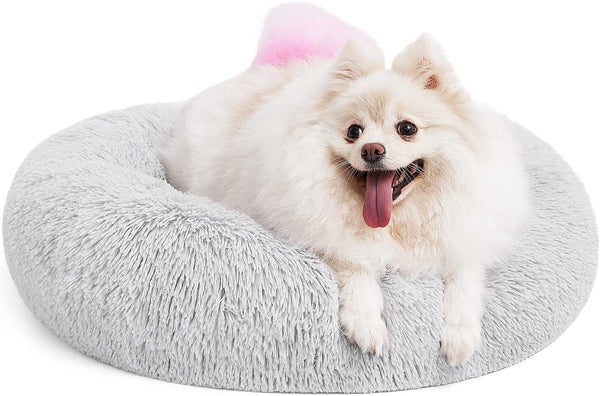 MIXJOY Orthopedic Dog Bed Comfortable Donut Cuddler round Pet Beds Ultra Soft Washable Dog and Cat Cushion (20''/23''/30'') (23'', Brown)24
