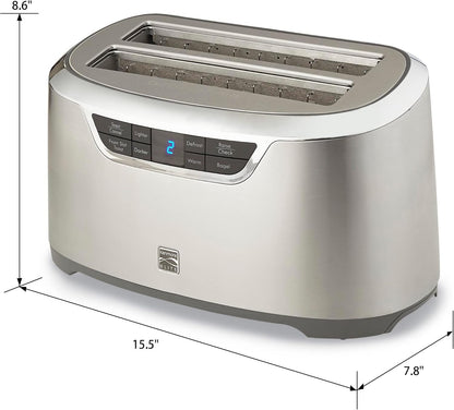 Kenmore Elite Toaster 4-Slice -Wide Slot Countertop Stainless Steel Auto Lift Toasters, Grill or Toast Bread Bagel & Buns, Commercial Easy Tray Clean Function with Compact Pop up Tostadora De Pan7