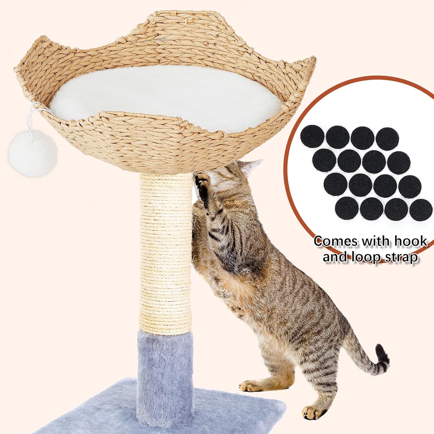 abbylike-3-pack-14-round-cat-dog-bed-cushion-pad-mat-faux-rabbit-fur-pet-sleeping-mat-with-small-ball-warm-plush-anti-slip-washable-cat-tree-tower-replacement-cushion-pad-for-carrier-crate-white