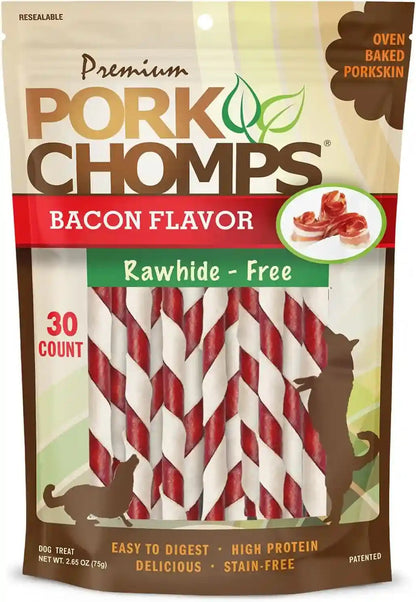 Pork Chomps Roasted Pork Skin Dog Chews, 5 Inch Mini Twists, 20 Count - Long-Lasting Treats for Dogs - High Protein, Rawhide-Free, Low Fat, Healthy & Delicious Chews10